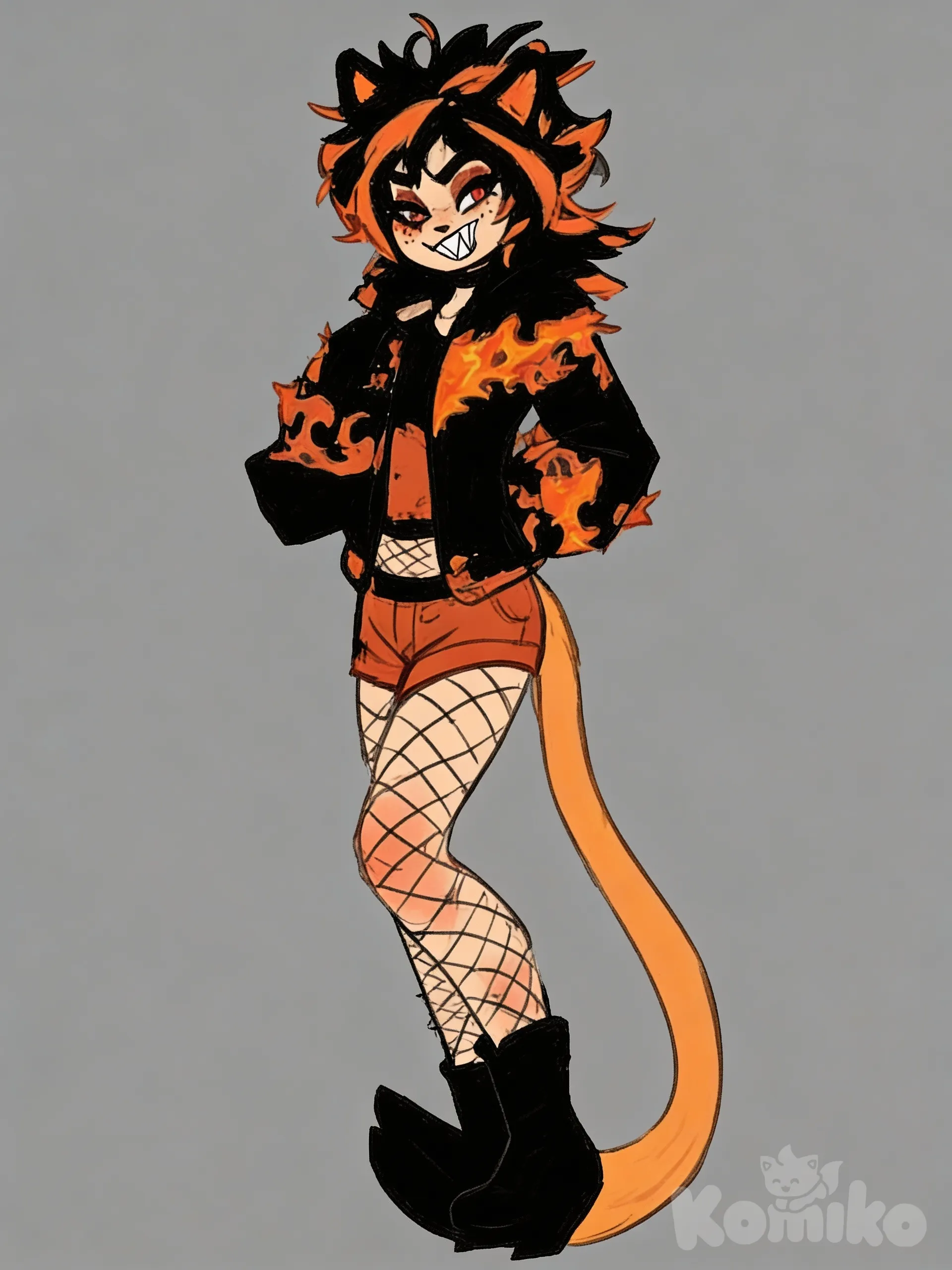 can you make him more slim body, wild personality, cute, drawn, cartoon art style