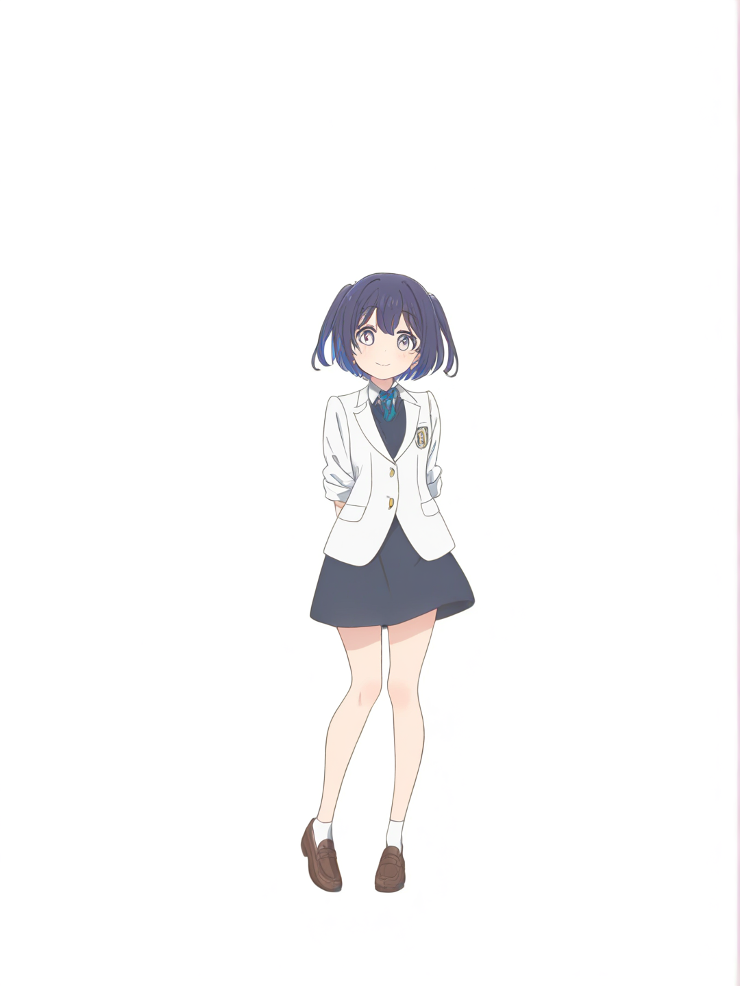 [bright-anime-style] 1girl, single character, full body, looking at viewer, anime style, simple background, white background