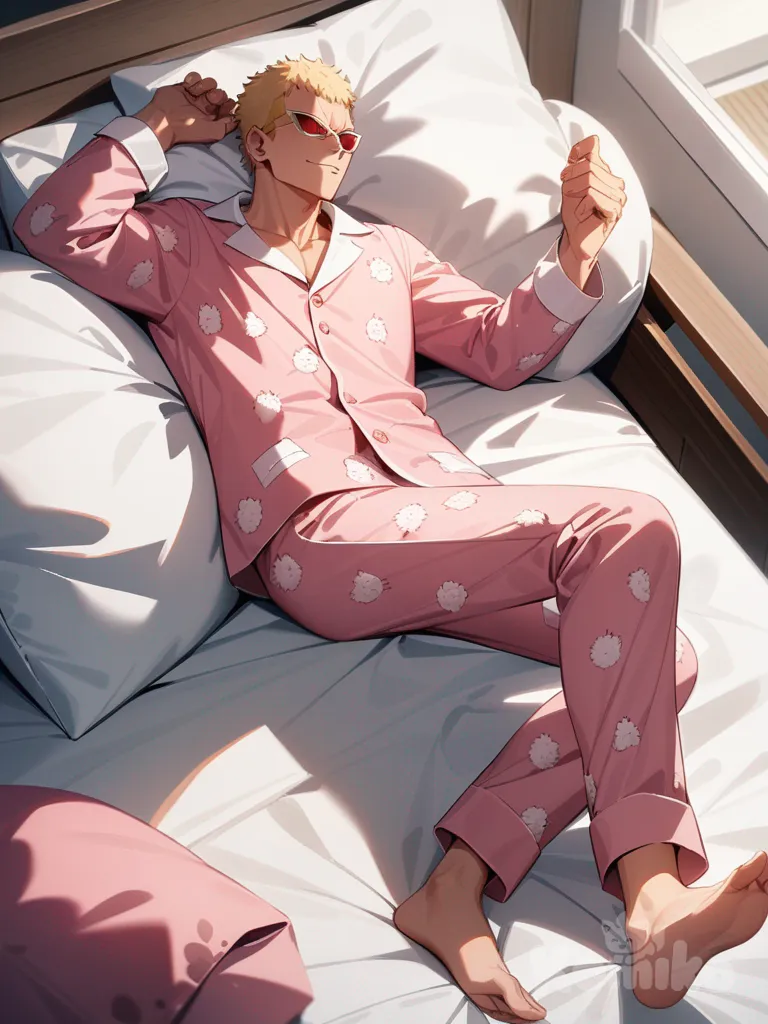 Donquixote Doflamingo, sleeping, pajamas, full body