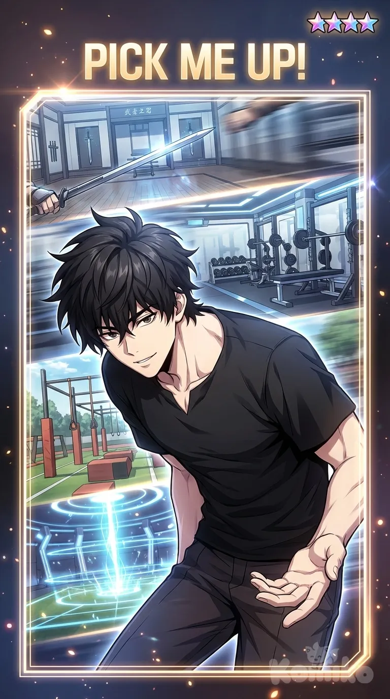 light smile, training backgrounds, extremely handsome, pick me up;infinite gacha art style