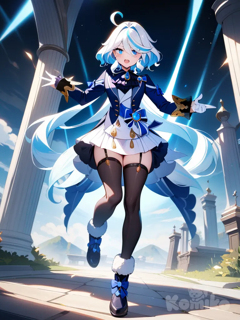 Artoria Pendragon cosplaying Furina , full body