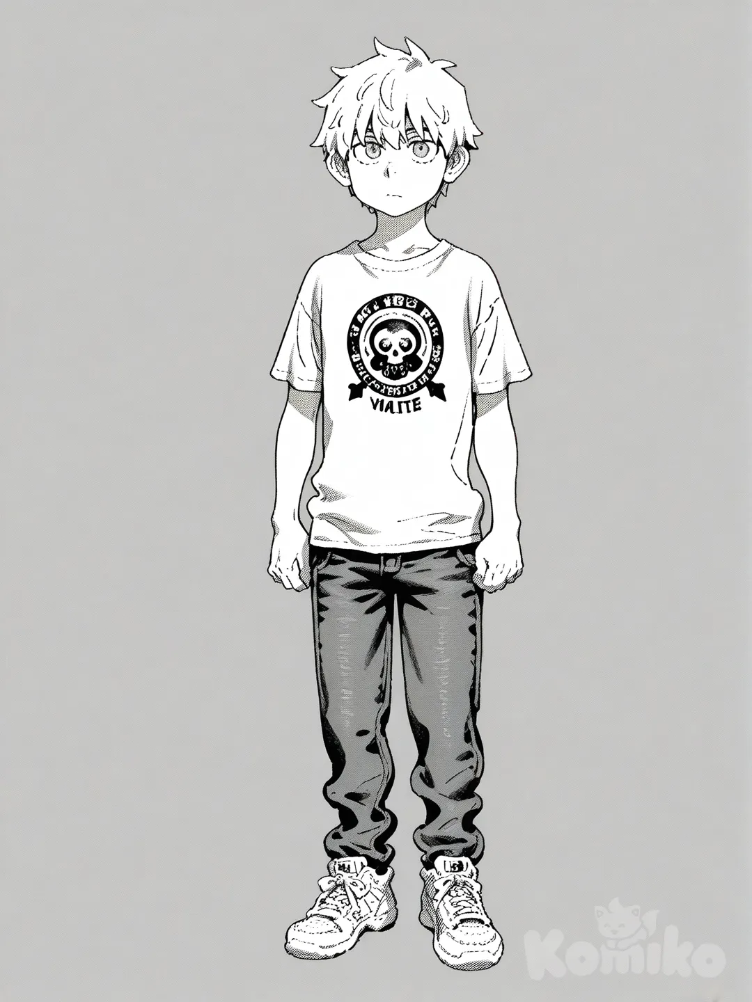 1boy, vestido informal, sketch, comic shading, [graphic-ink-style]