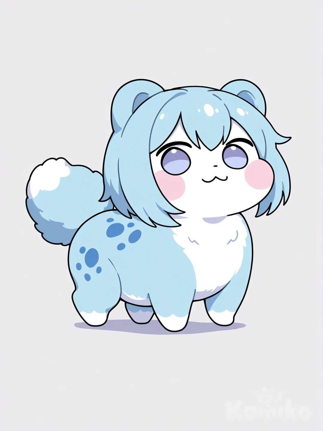 Cute furry drawing light blue fur and blue spots , [doro-style]