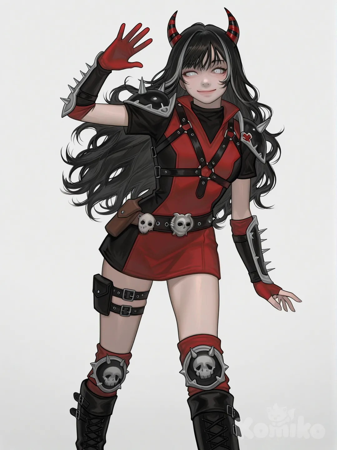 [digital-painterly-style], @morgana-vexly-aCv6, waving, smile