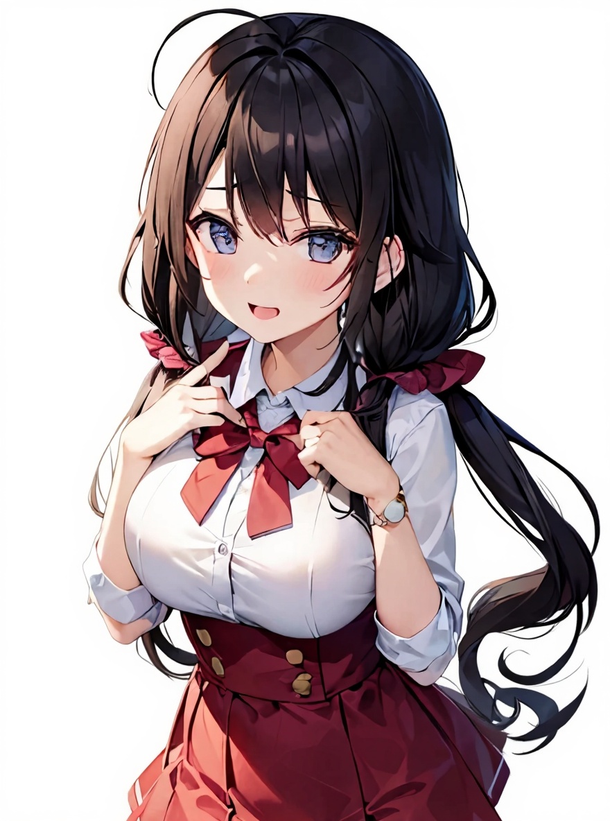 single character, full body, looking at viewer, anime style, simple background, white background