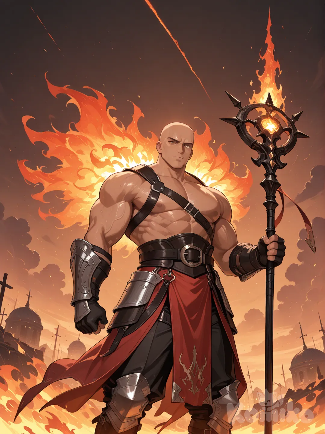 Bald guy with fire stick