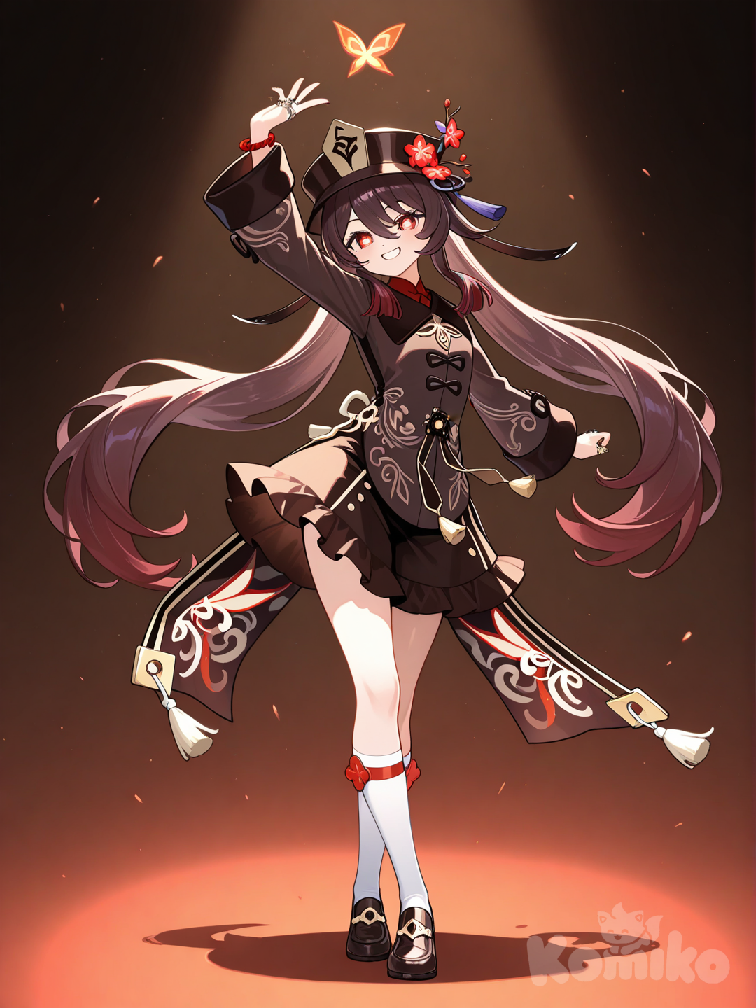 @Hu_Tao_(Genshin_Impact), dancing, full body