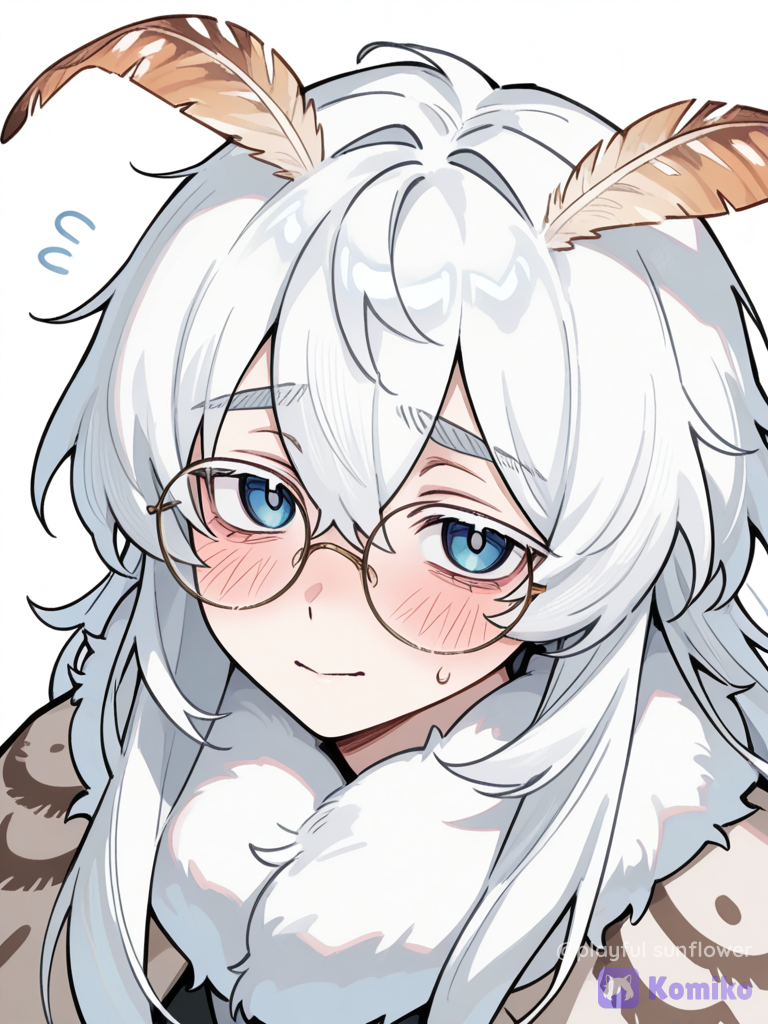 1boy, moth Demi-human, moth antenna, moth wings, soft, long hair, shy, round glasses