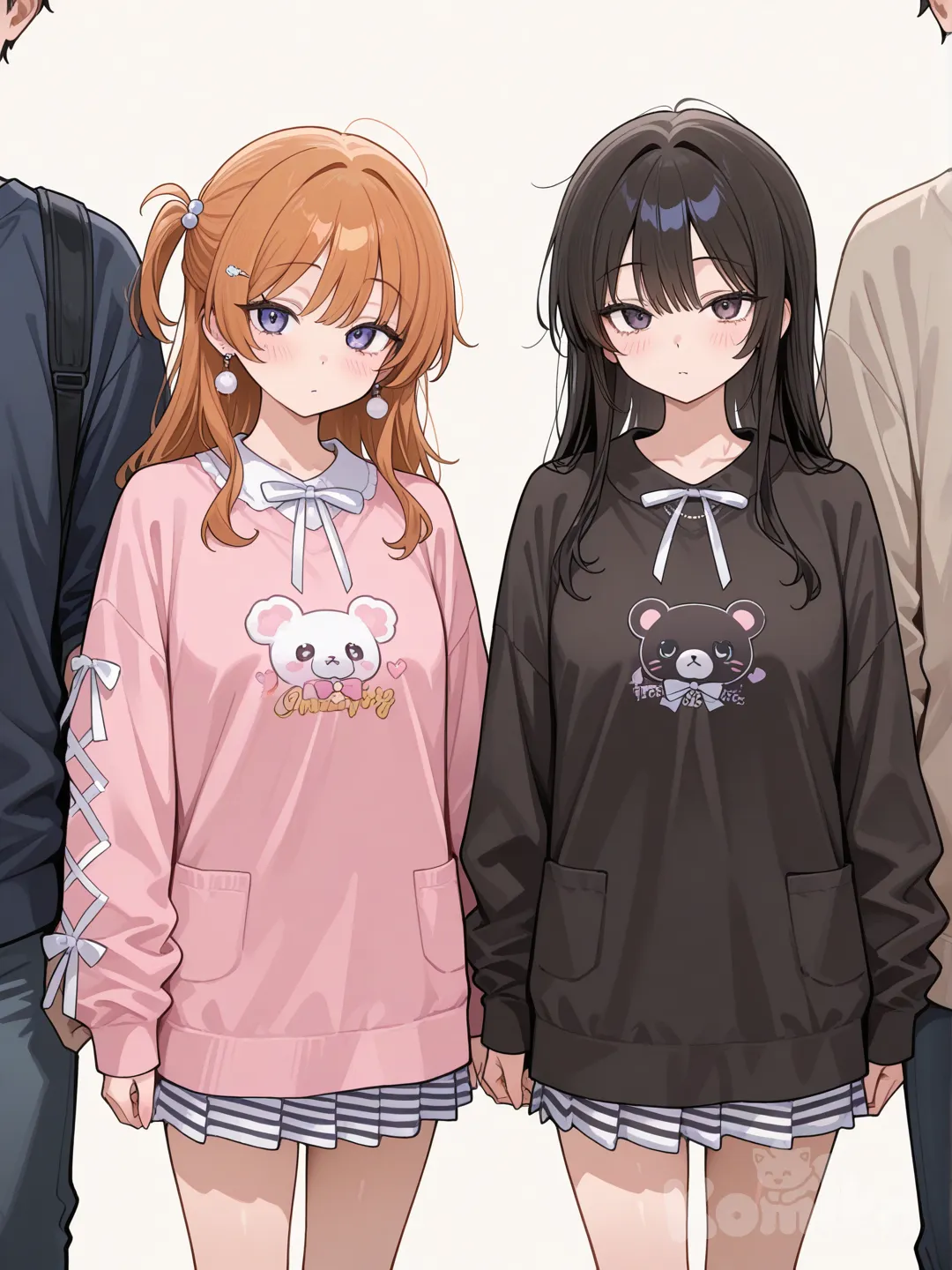 1boy, 1girl, 2people, striped clothes