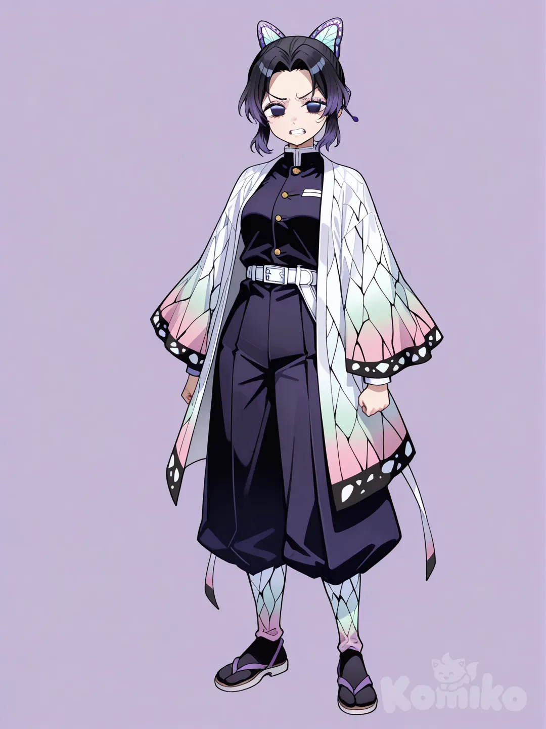 @Kochou_Shinobu standing angryly, full body view