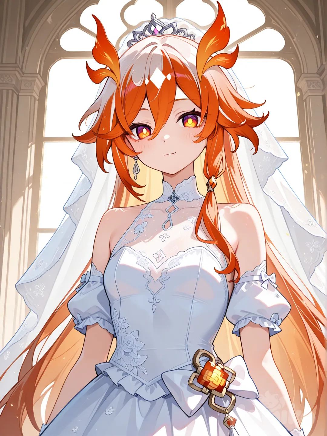 Fu Hua (Azure Empyrea) with wedding dress, Fu Hua (Fenghuang Of Vicissitude)with wedding dress, Fu Hua (Herrscher Of Sentience) with wedding dress , looking at viewer