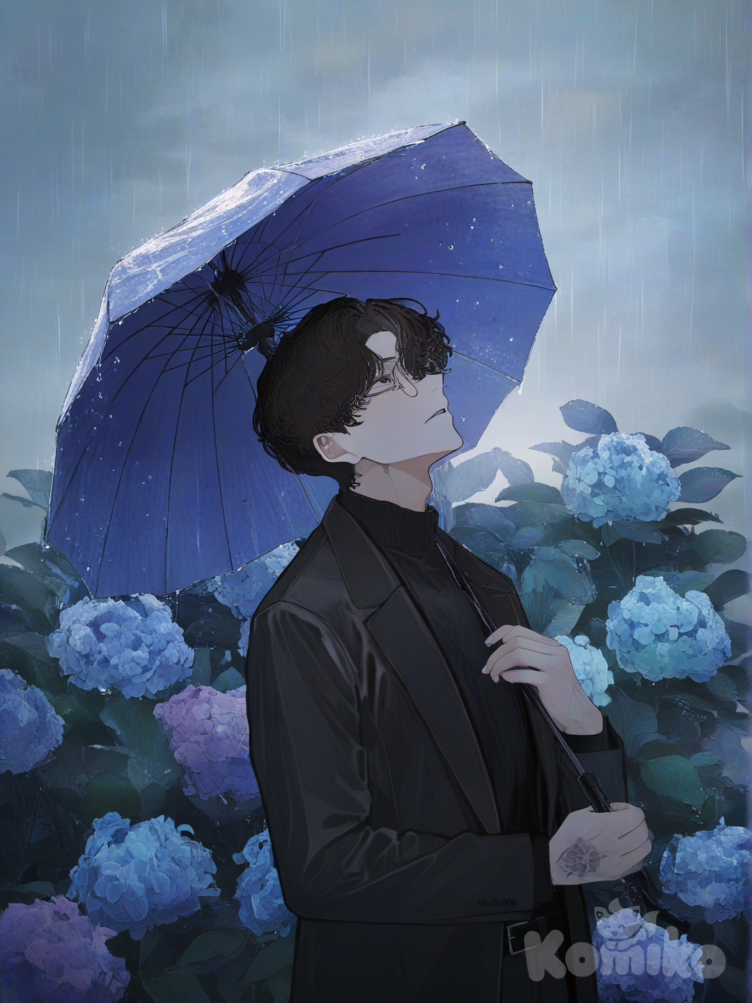 a man in hydrangea gardan