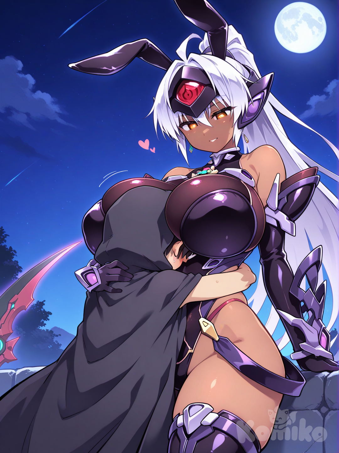 Little Shota hugging reaper girl, 