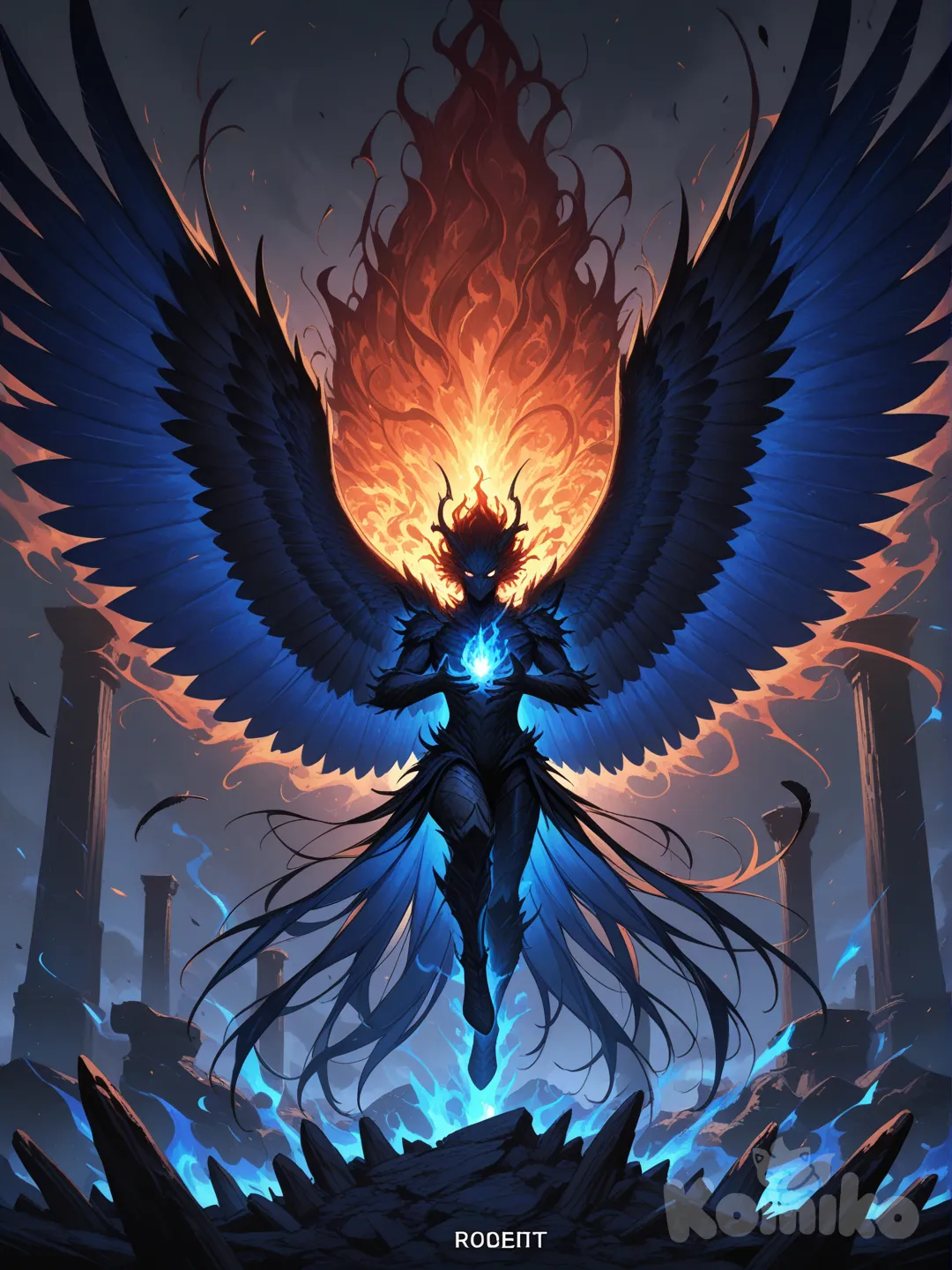 Despertar de uma Fênix. Em chamar azuis.