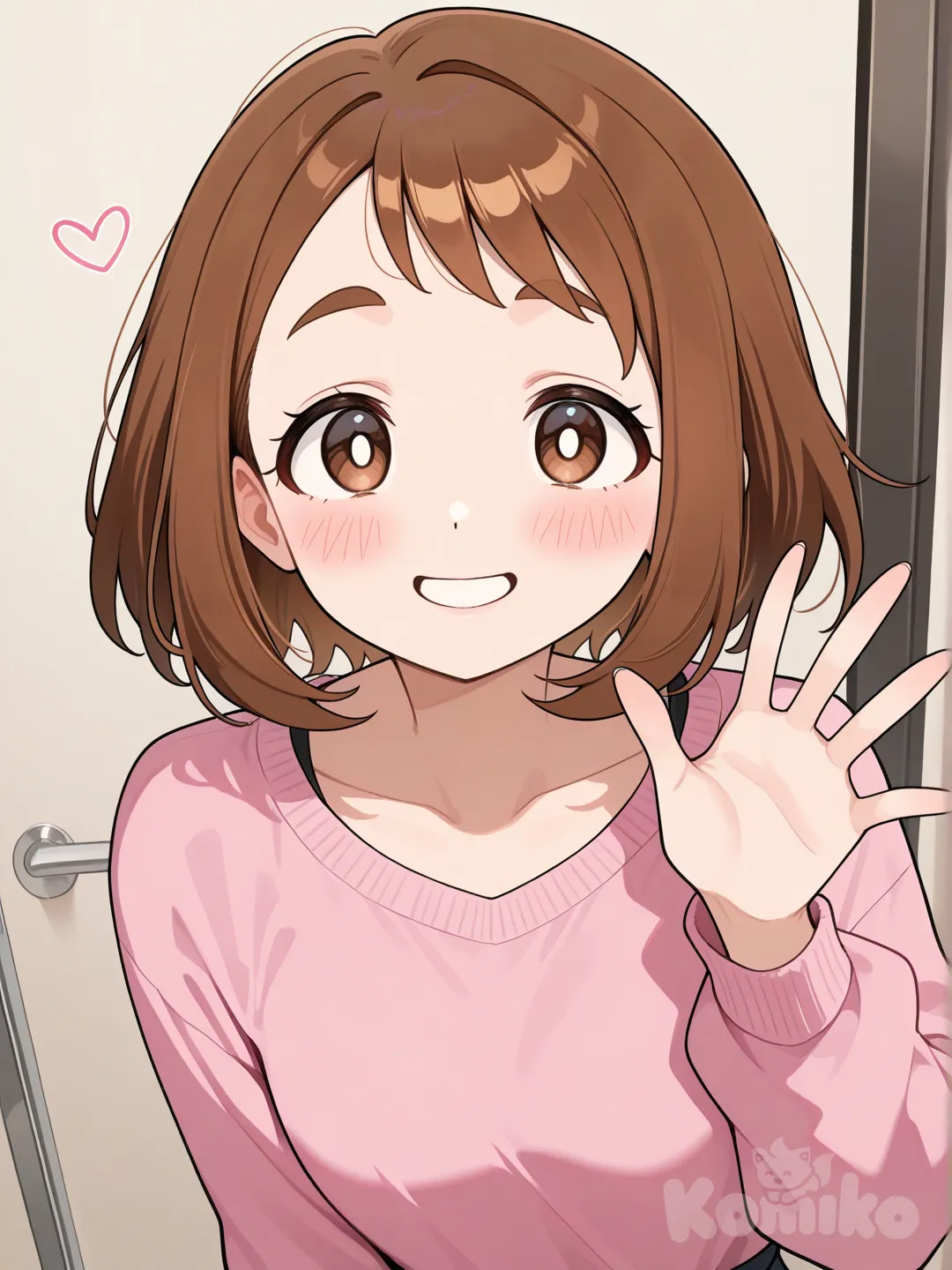 @Uraraka_Ochako waving at viewer