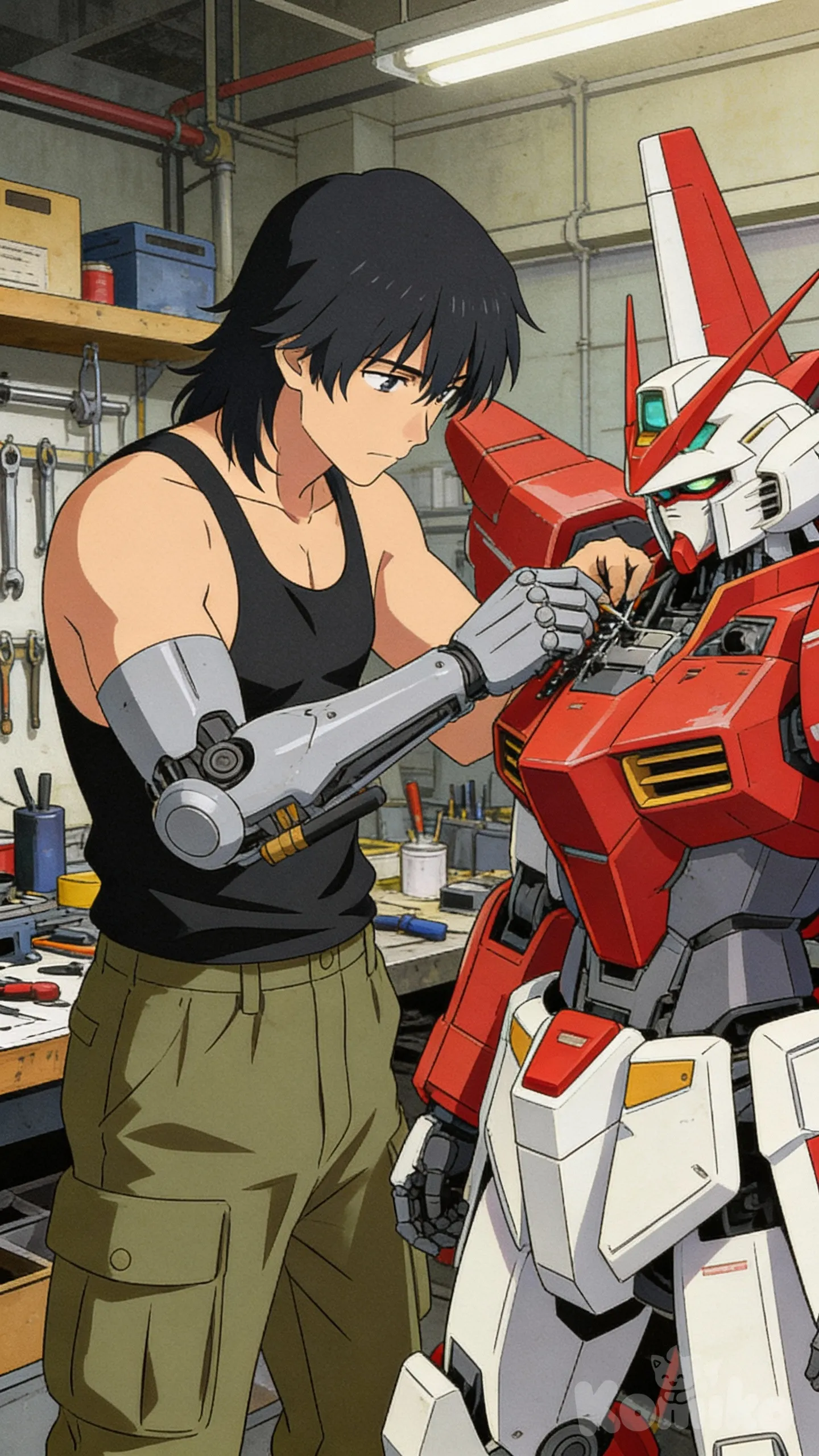 Repairing model sized Gundam