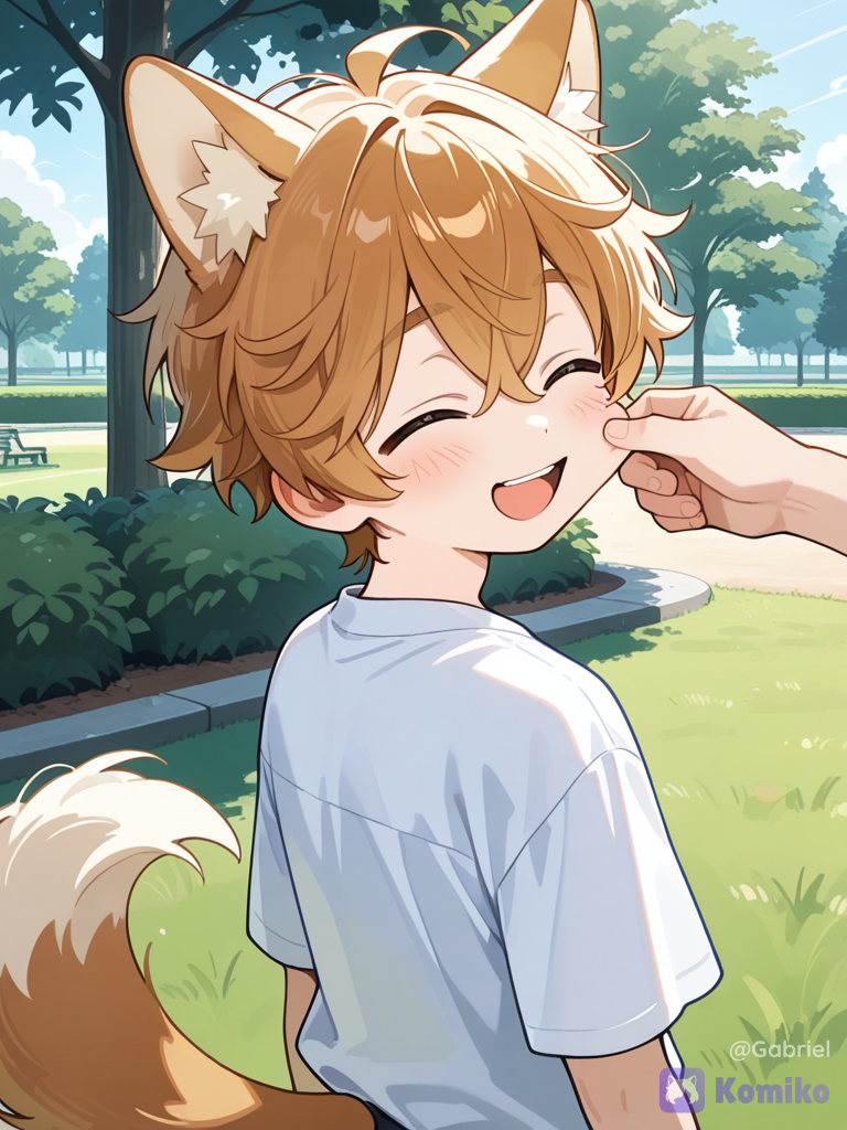 2boys, @sam-JwSX, @Kaminari_Denki,en el parque, face pinching, back to back