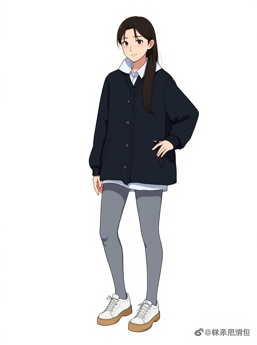 single character, full body, looking at viewer, anime style, simple background, white background