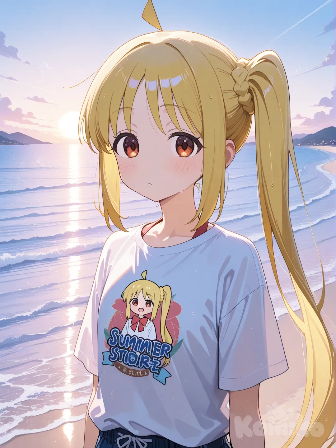 ijichi nijika, watching beach, t-shirt