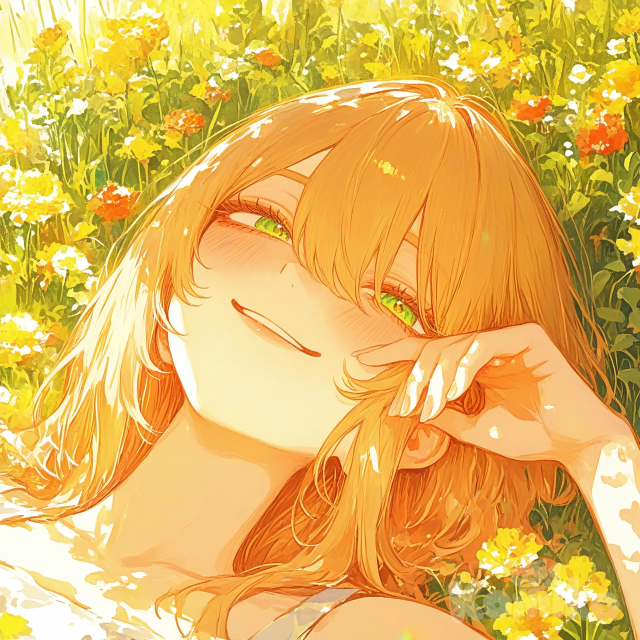 Green-eyed girl smiling