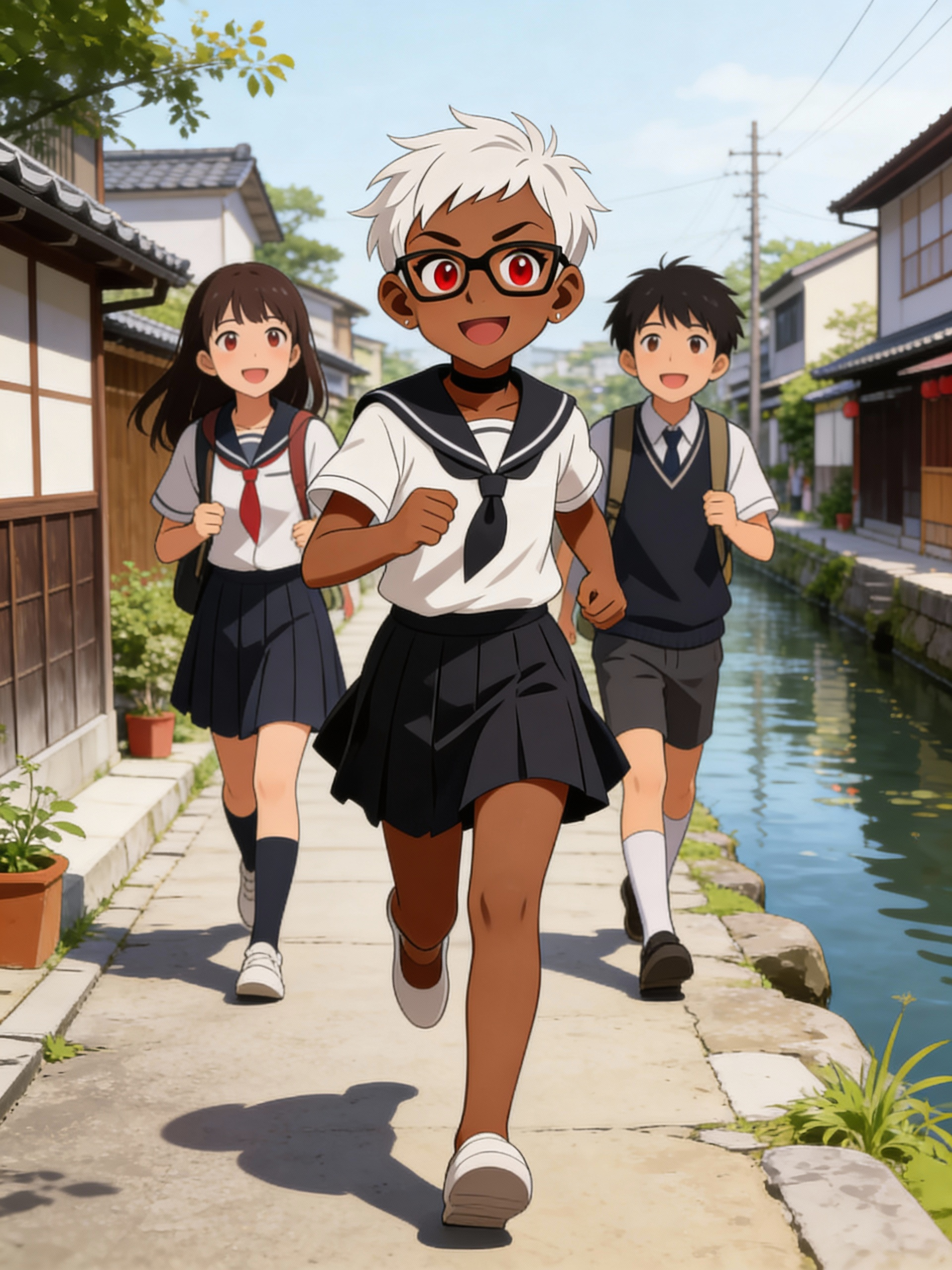 on her way to school