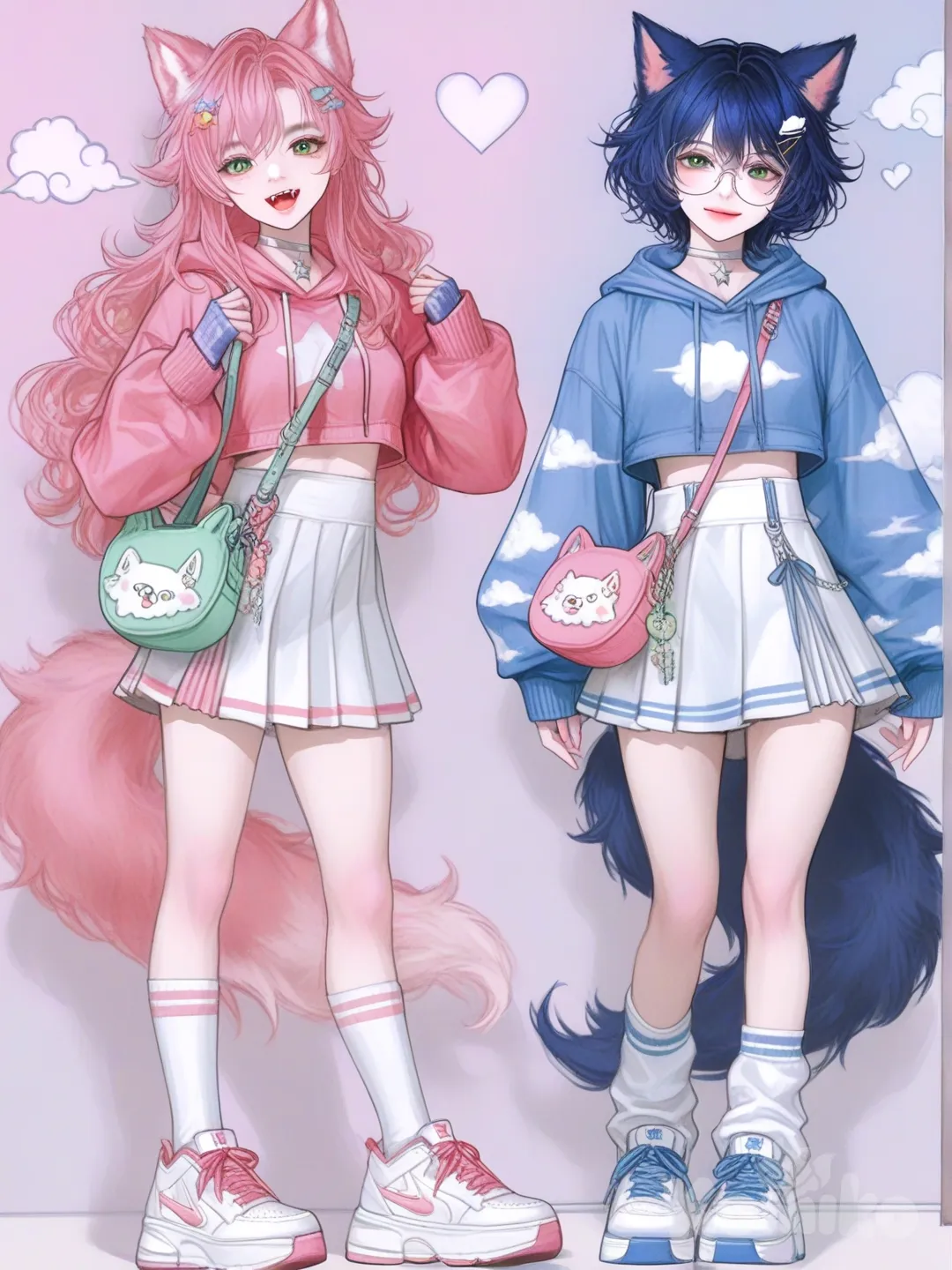 manon and anya : blue and pink
