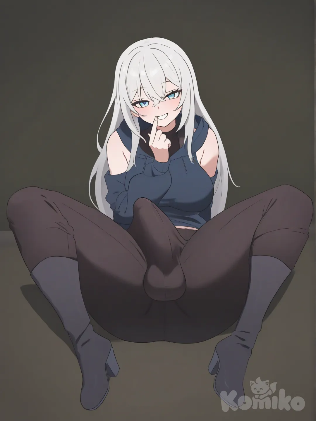 futanari bulge, médium hard dick, full body , calling to fuck [bright-anime-style]