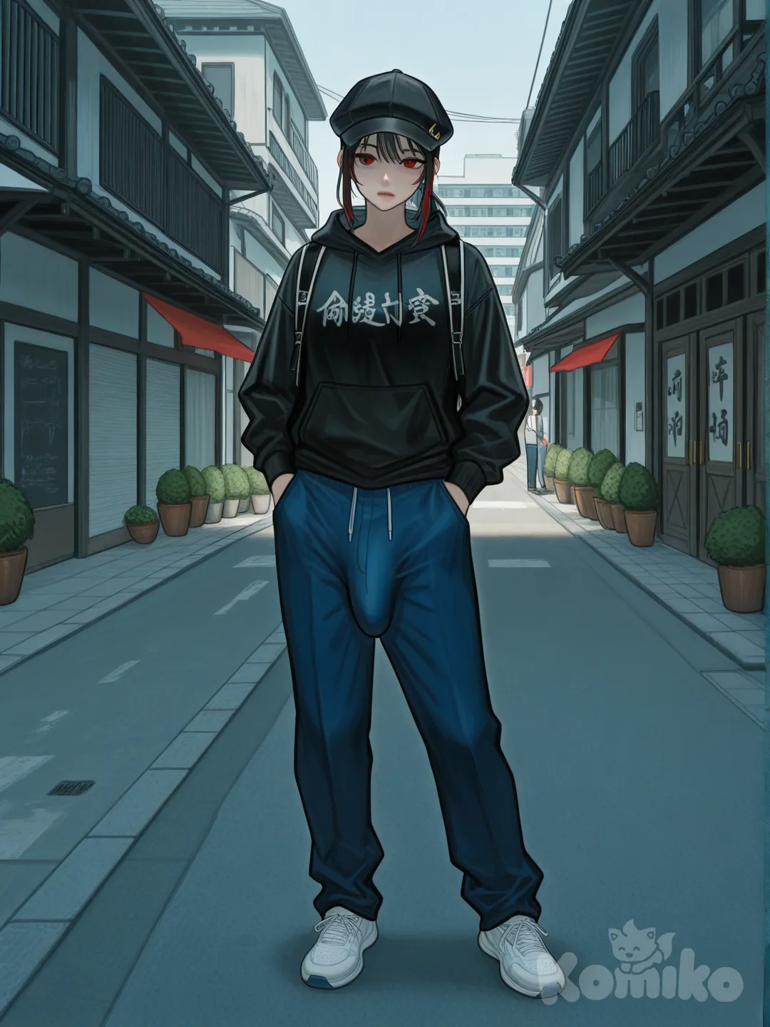 futanari bulge, [digital-painterly-style], full body , visiting China