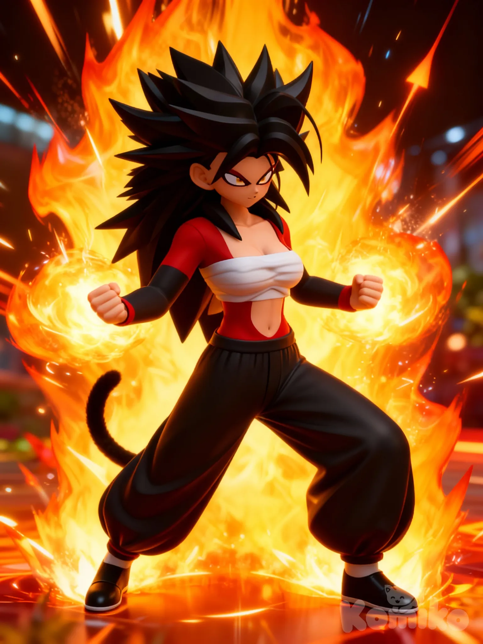 Make a full body posed art of my oc in dragon ball art style.