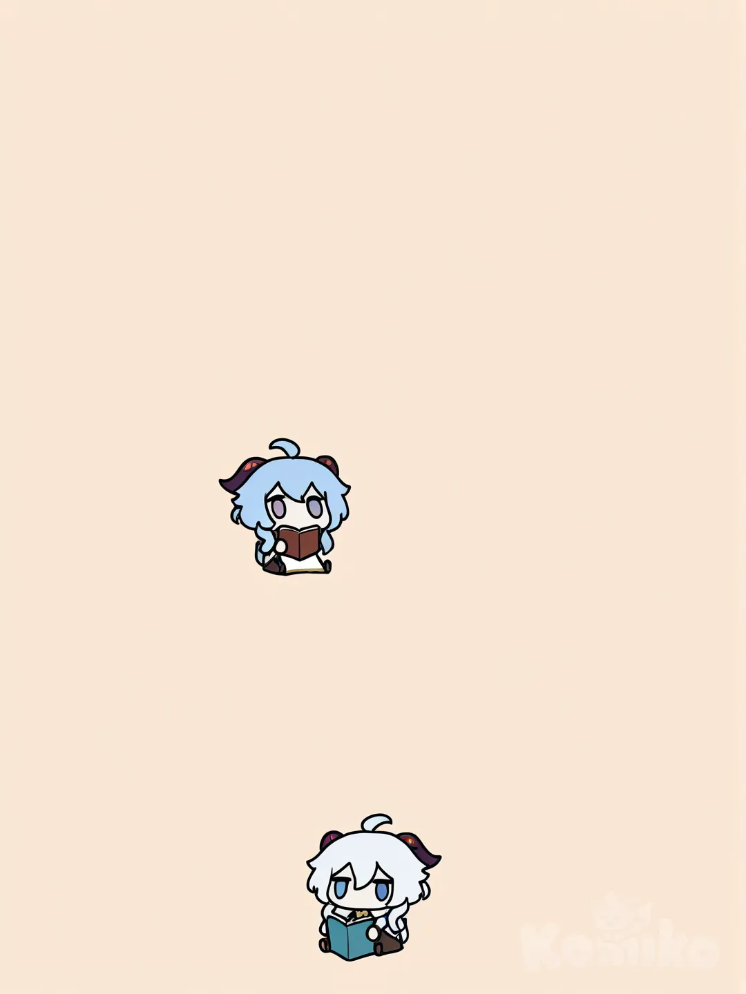 @Ganyu_(Genshin_Impact) is reading cute 2d style, [doodle-style]