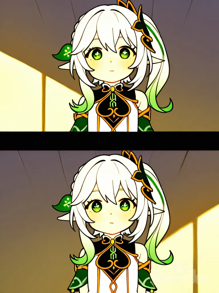 [clean-lines-style], comic shading, anime coloring, anime screencap, hatching (texture), @Nahida_(Genshin_Impact)