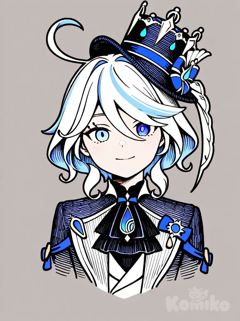 [toon-shaded-style], comic shading, anime coloring, hatching (texture), @Furina_(Genshin_Impact)