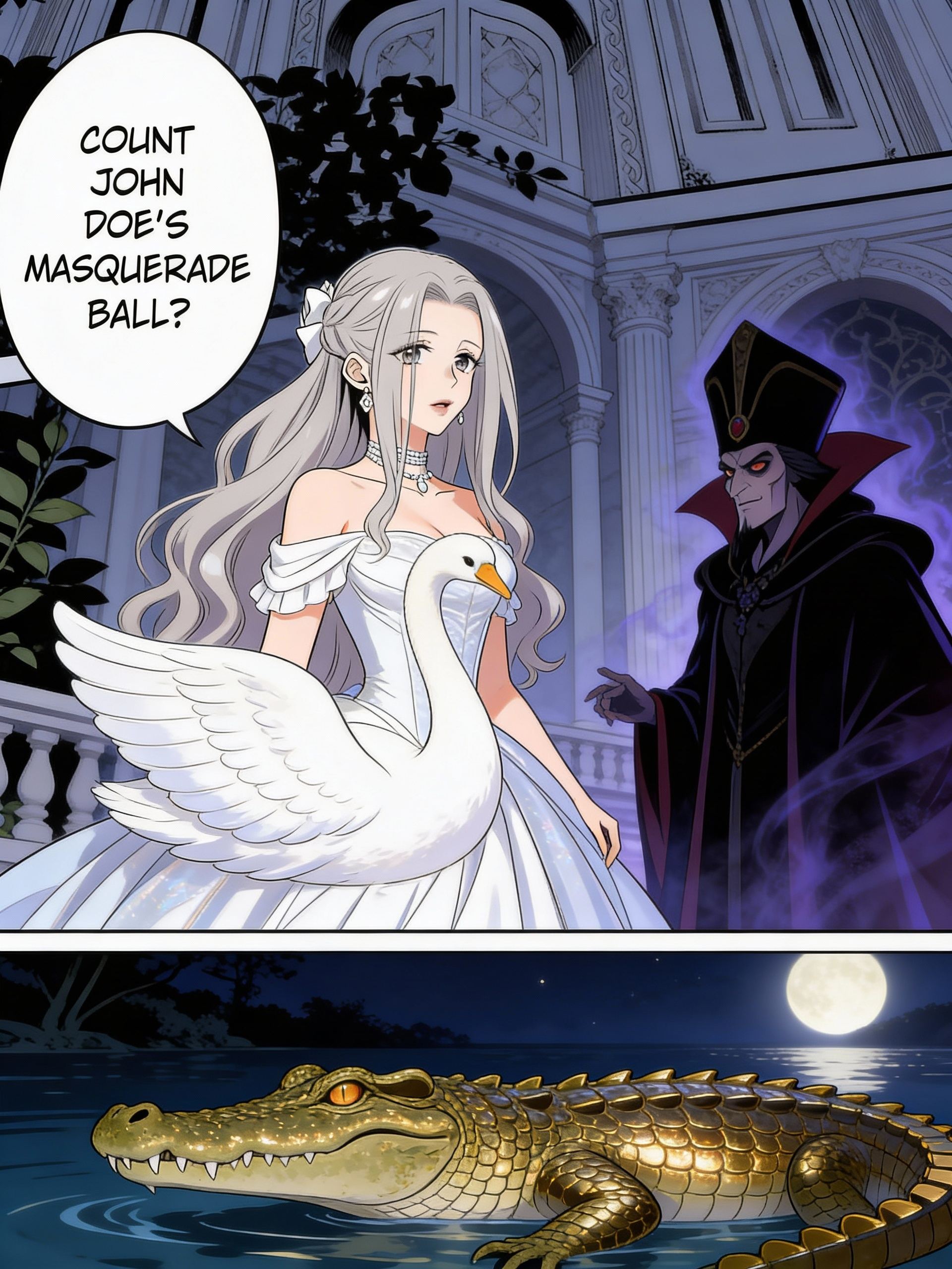 Once upon a time, swan princess and Rumplestiltskin, also known as Rumple, the Dark One, and the Crocodile, skin like gold scales