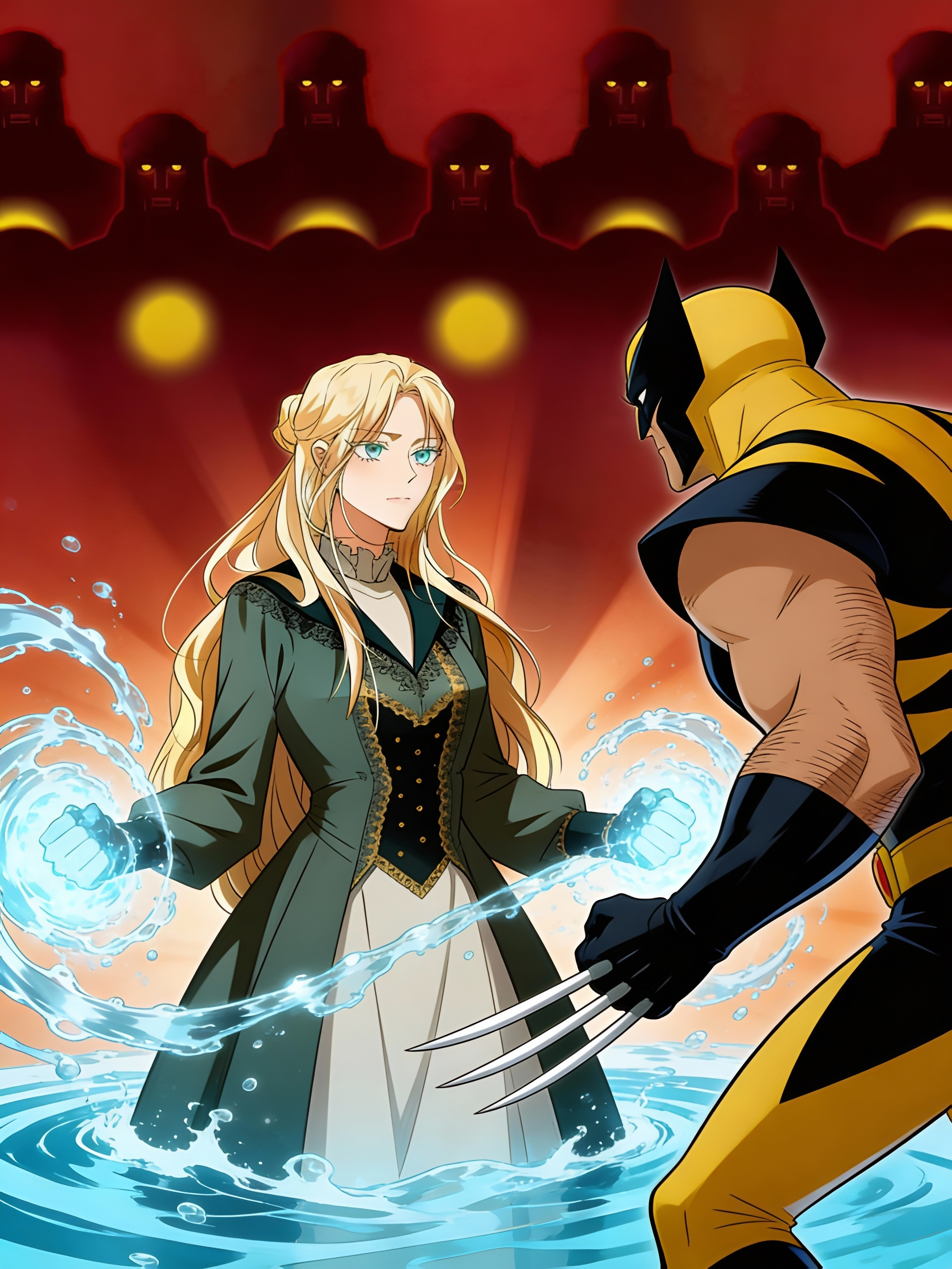 In Wolverine and the X-Men, she was a member of the X-Men before an attack that disbanded them a year ago. Logan, a.k.a Wolverine, came and asked to come back. Long dark green coat, and she has water power. She accepted with dignity as she returned to be an X-Men again.