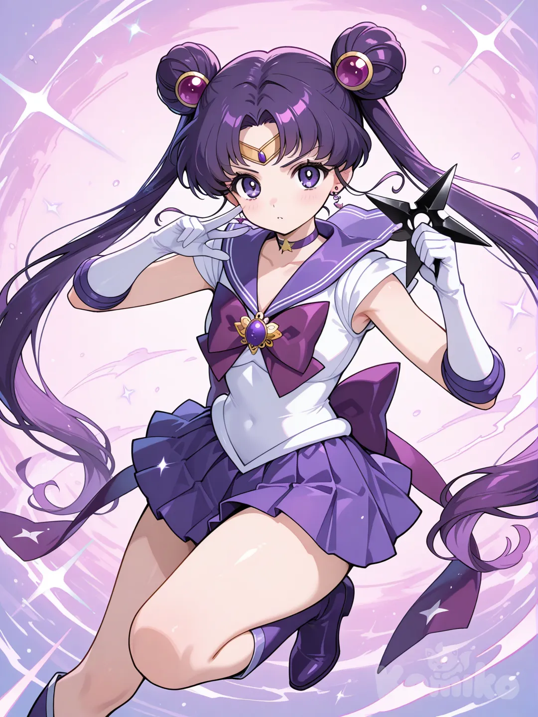 1girl , Ninja,@sailor-taro-sailor-lenass-LbXv , Jump, Shuriken, Symbol 
Solo, sailor senshi