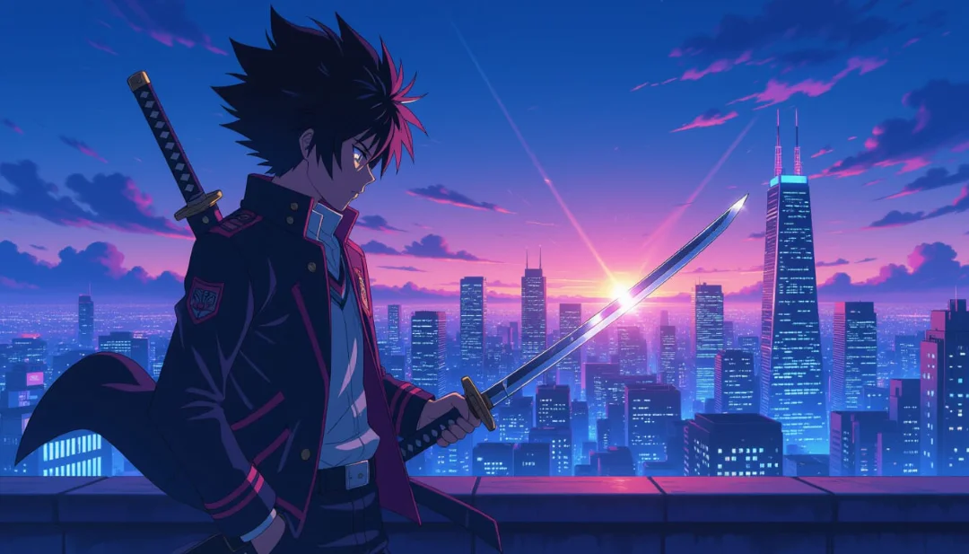 Anime boy holding a sword