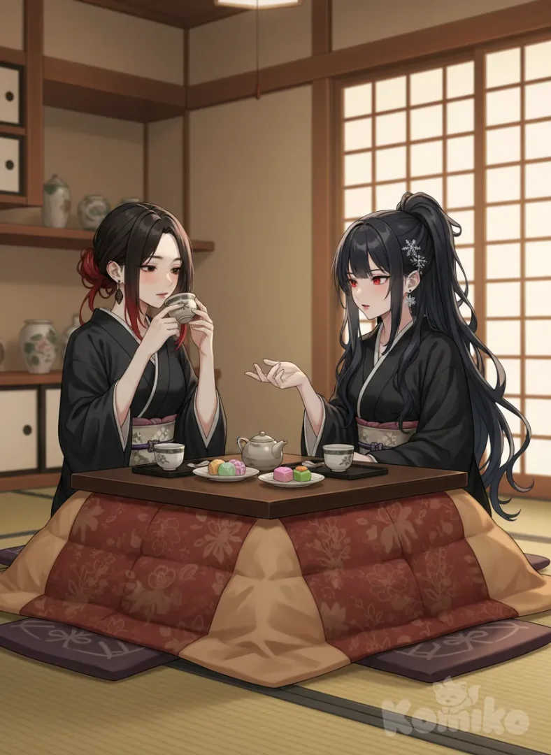 Nozomi and Xue drinking some tea in the morning ^^