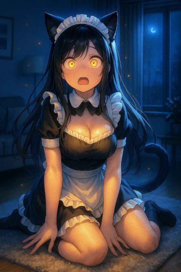 Cat girl maid costume transformation