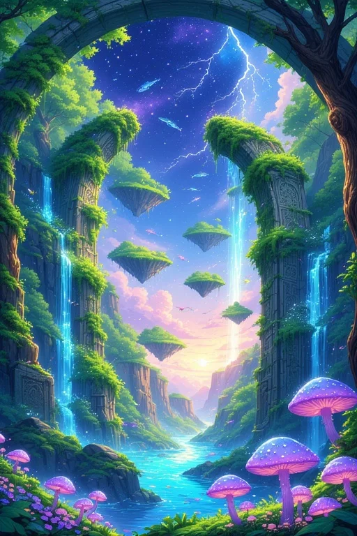 An Ancient And Magical Luminous Stone Floating Archway Islands Valley