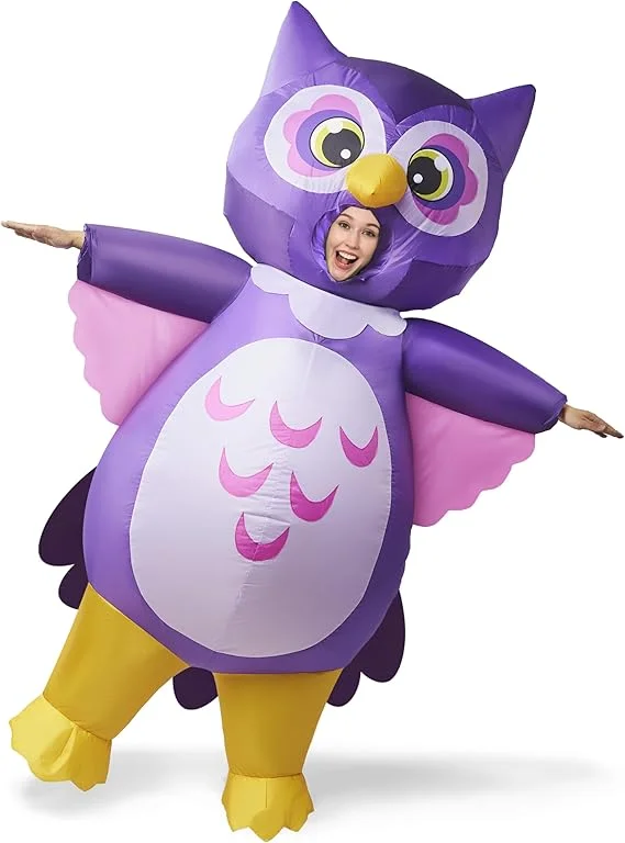 Purple owl mascot inflatable
