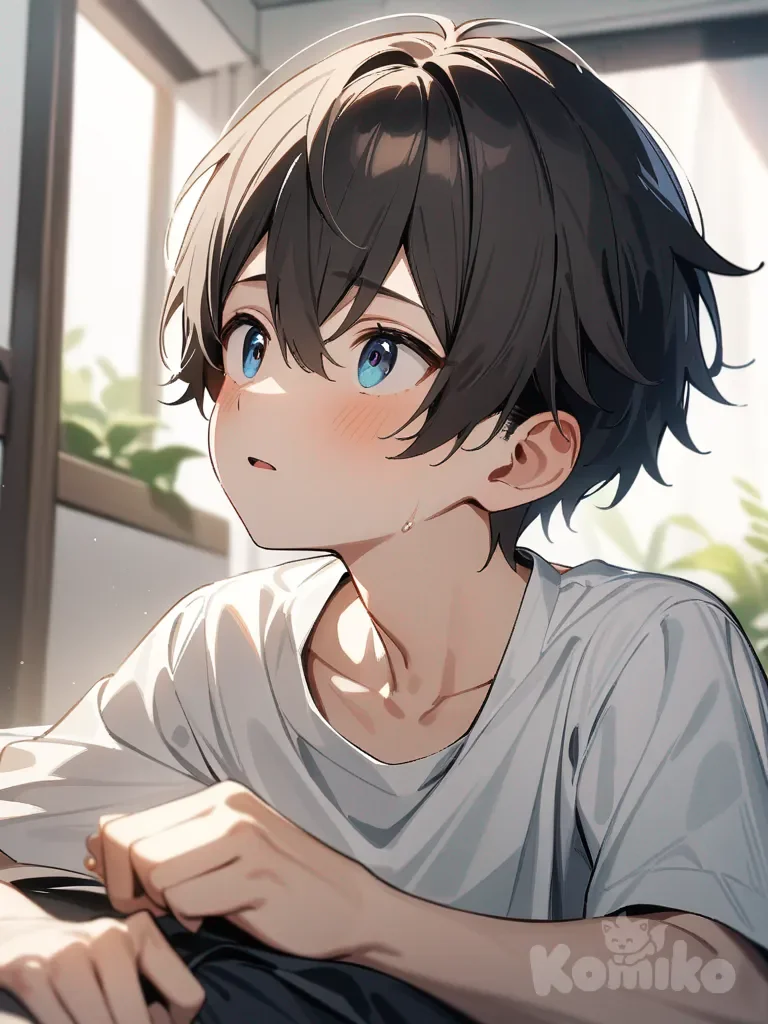 Gatito cute de pelo color blanco y con mancha marrón y ojos de color azules marinos qué este comiendo pezcado es su casita