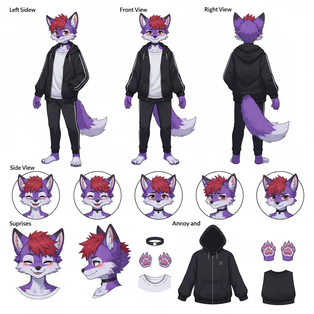 character sheet of my fursona