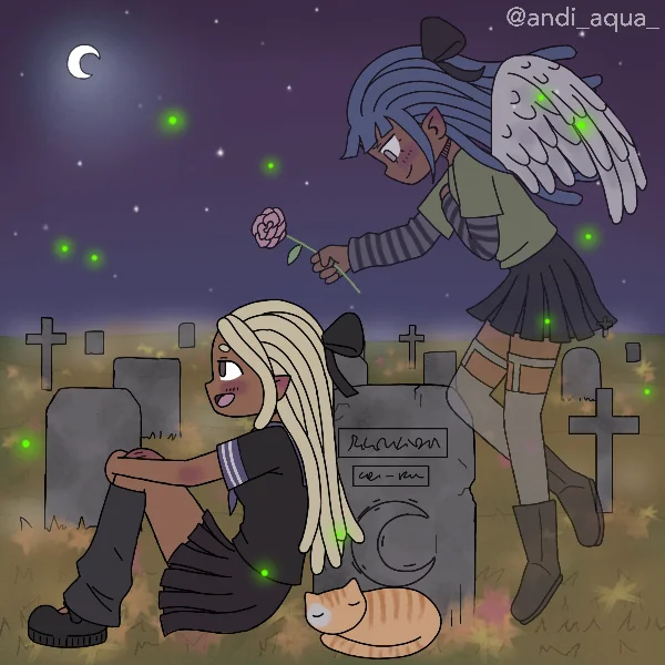 Mina Yuri and Nala the ghost