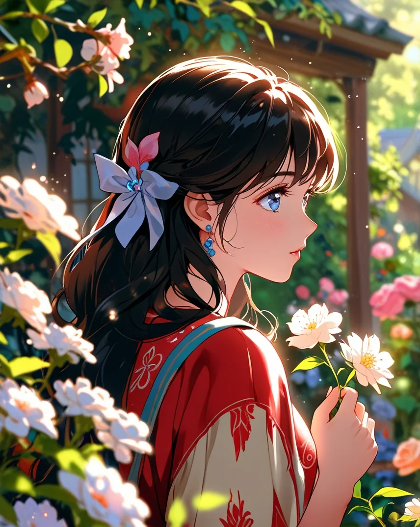 Girl in Garden with Flowers 🌷🧕🏻