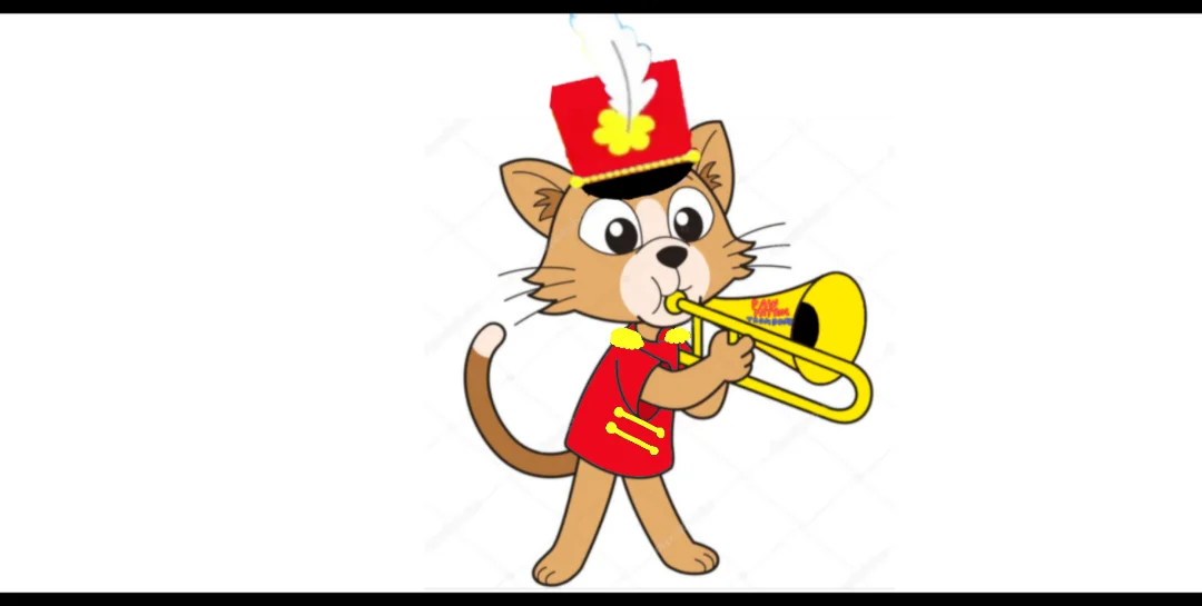 Cat playing the trombone 
