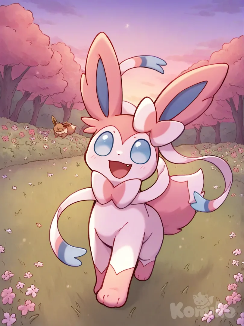 Pokemon character Sylveon Pink and white 