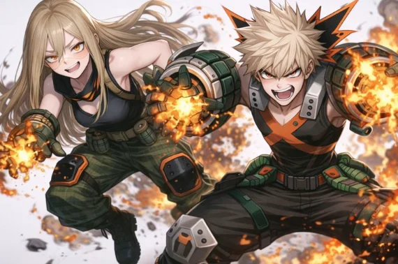 My Oc (Rika) and Bakugo 