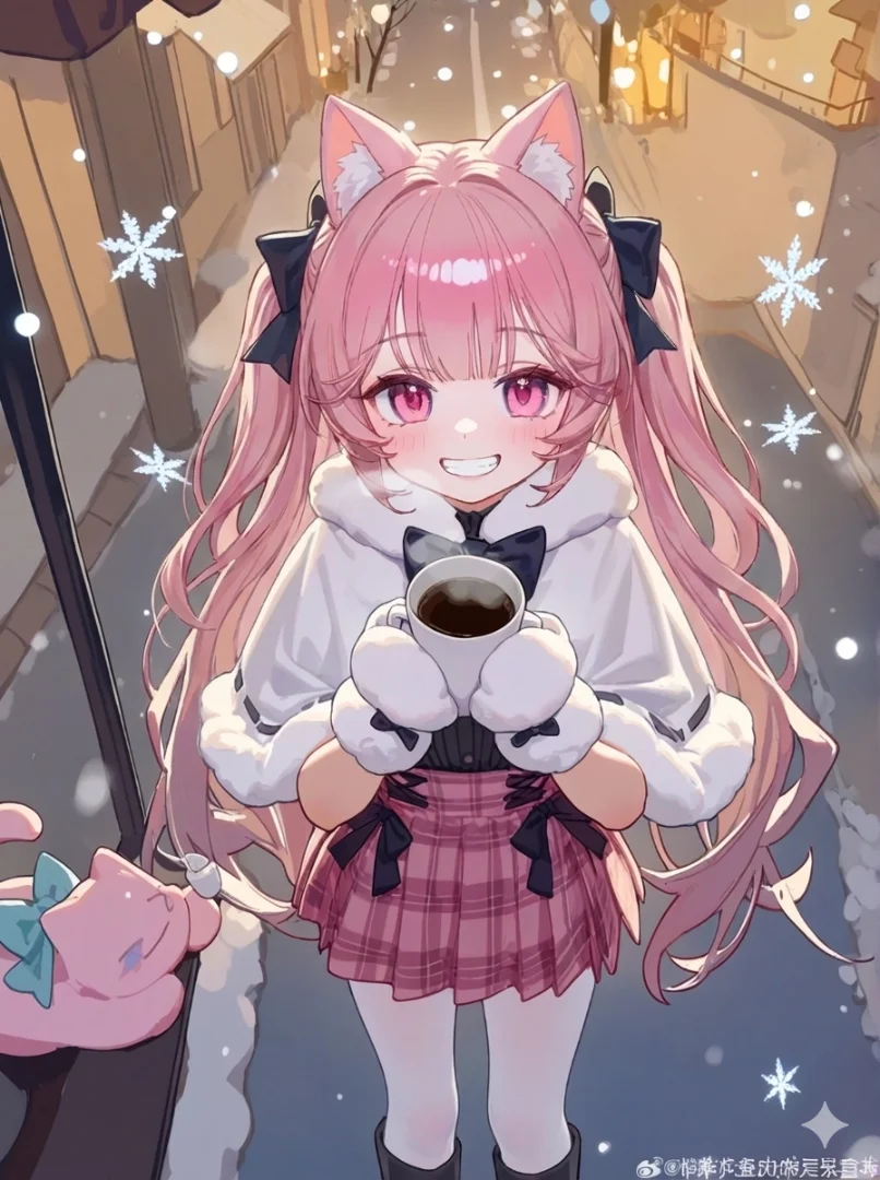 Fuuka(OC) - Winter Warmth: Pink Neko's Smile