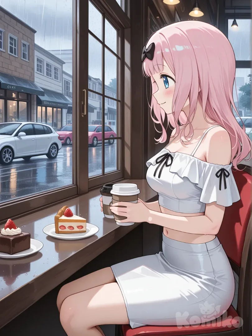 Fujiwara chika in the cafe