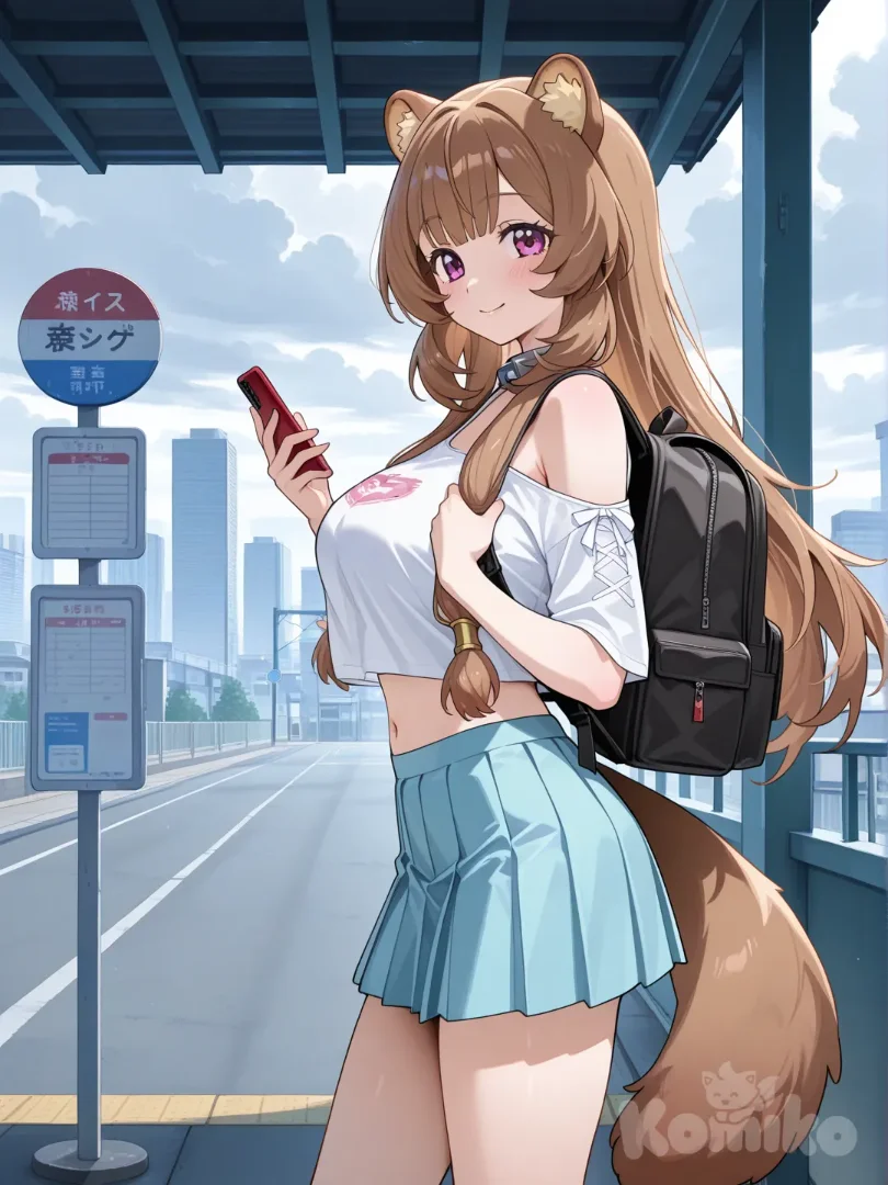Raphtalia at the bus stop
